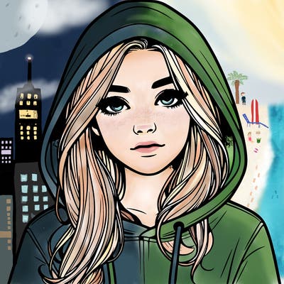 realistic girl with a hoodie