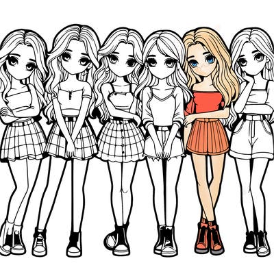 a group of girls realistic