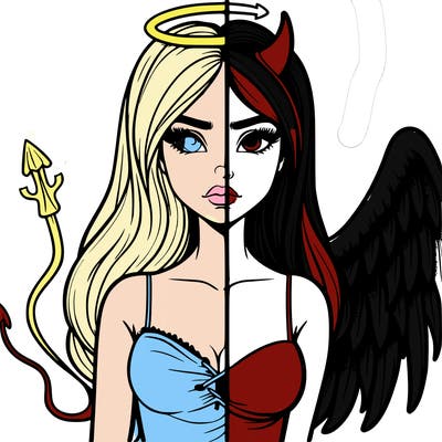 devil vs angel realistic girl