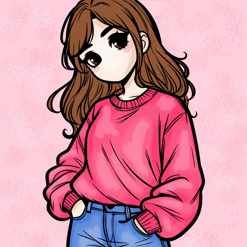one very realistic girl wearing sweatshirt and jeans