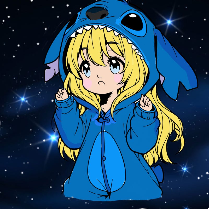 anime girl in a stitch onsie