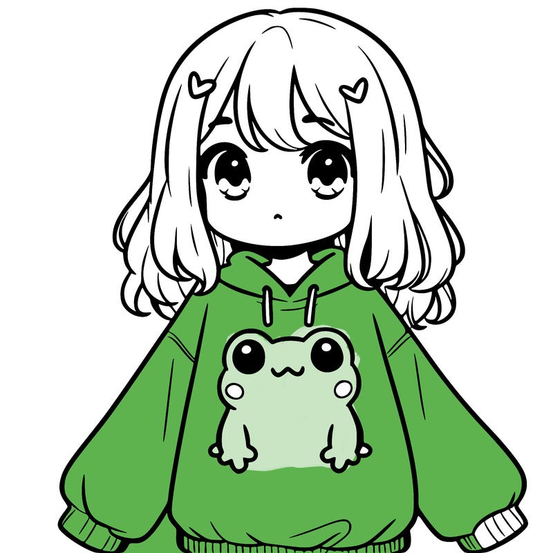 girl wearing frogging sweatshirt