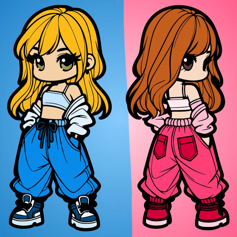 girl in crop top and baggy pants