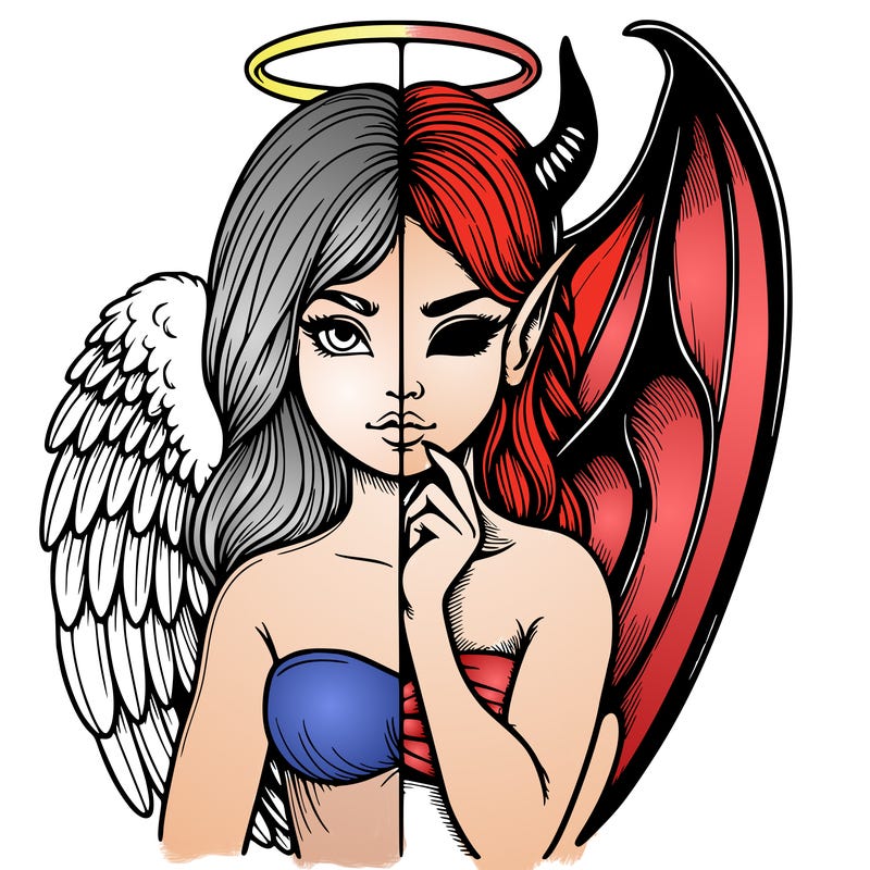 realistic angel half demon