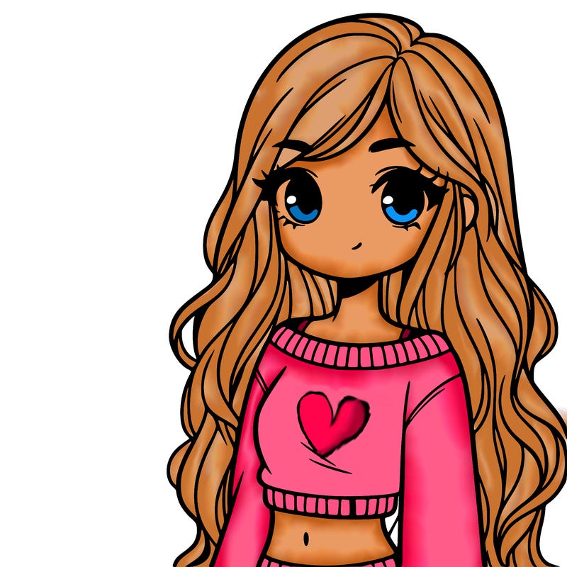 girl with long hair and a crop top with a sweater