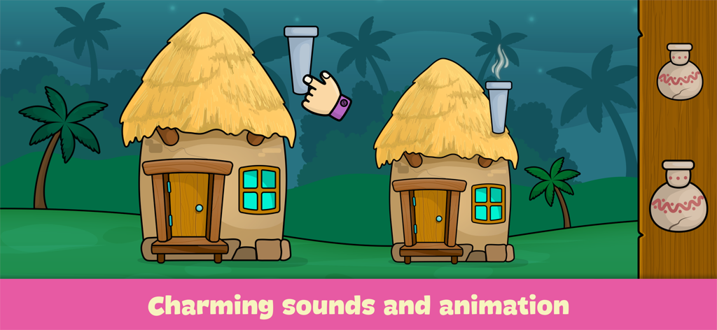 ジャングルをテーマにした幼児向けのインタラクティブな論理と分類のゲーム