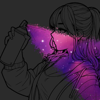 a realistic girl spray, painting