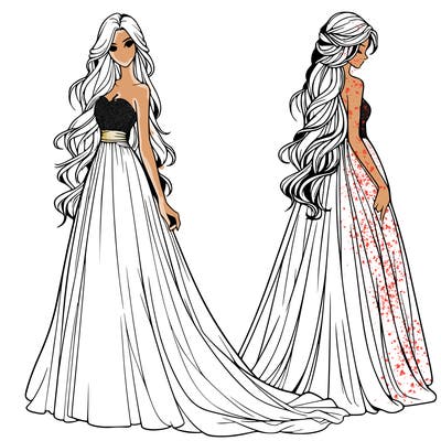 realistic woman with long flowing dress