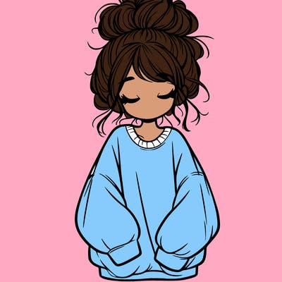girl with baggy sweatshirt and messy bun