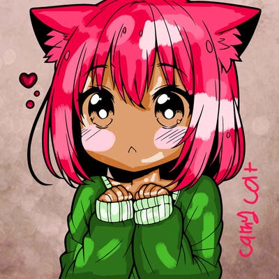 shy anime catgirl