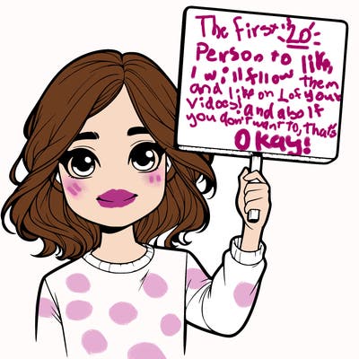 realistic girl holding up a sign