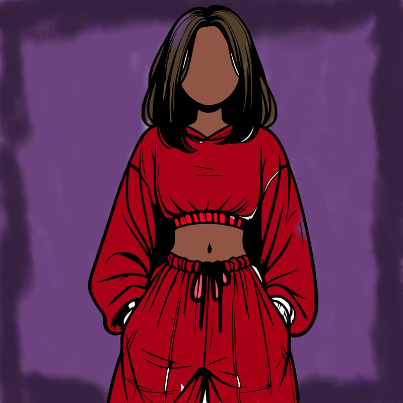 realistic girl faceless with baggy pants and a crop top