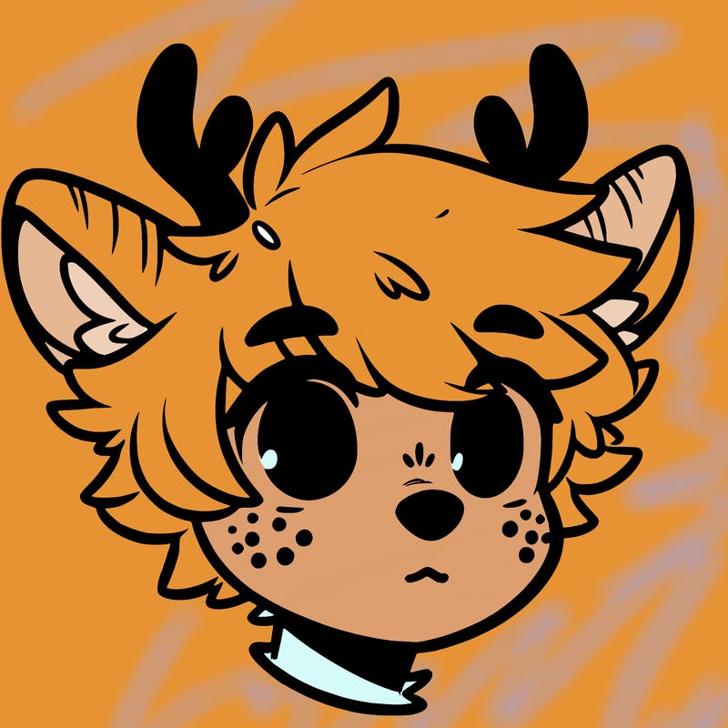 a humanoid deer with soft fluffy ears