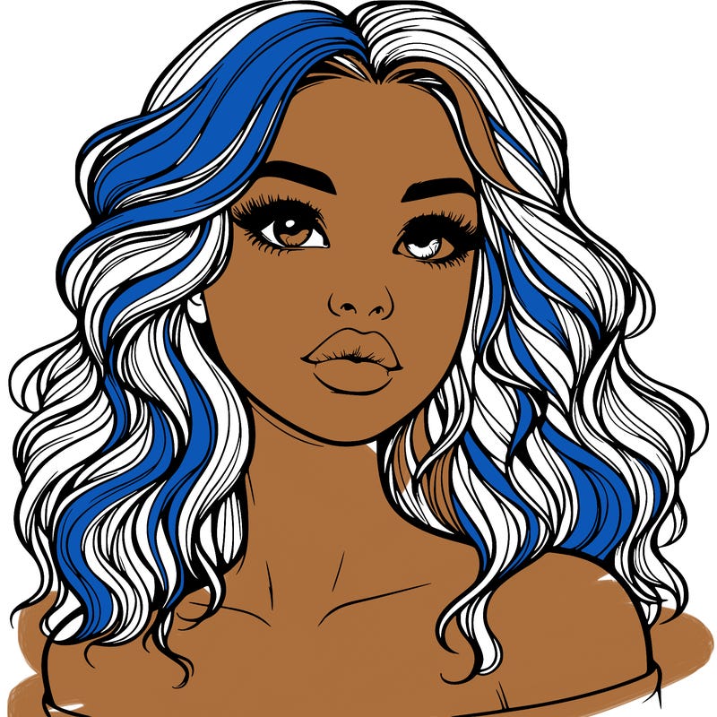 realistic girl with wavy hair and lips