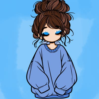 girl with baggy sweatshirt and messy bun