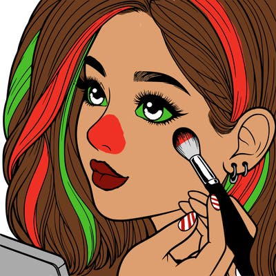 a realistic girl doing her makeup