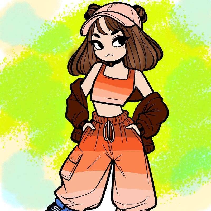 girl in crop top and baggy pants