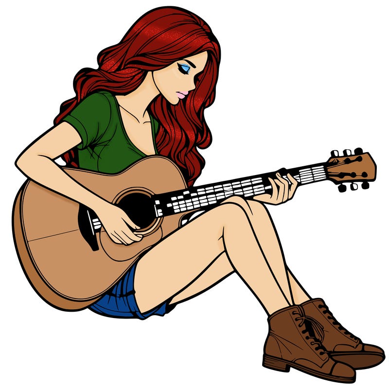 realistic woman play guitar