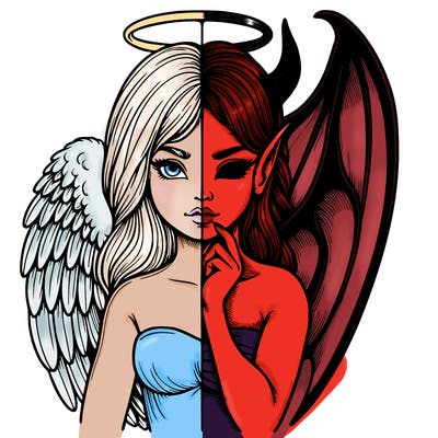 realistic angel half demon