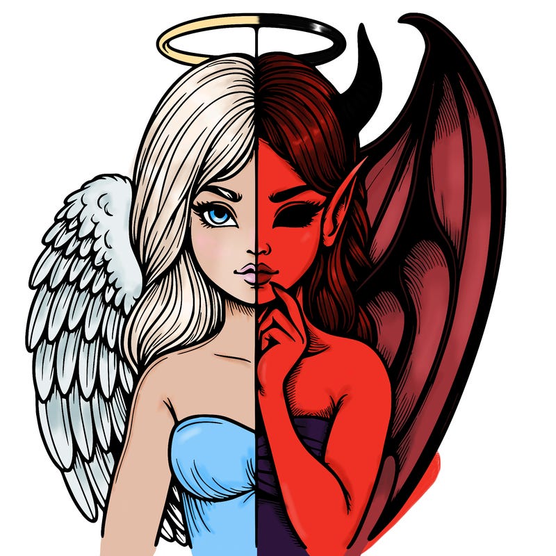 realistic angel half demon