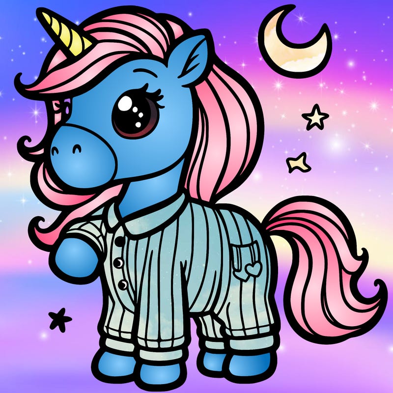 unicorn dressed in pajamas