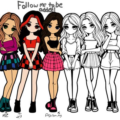 a group of girls realistic