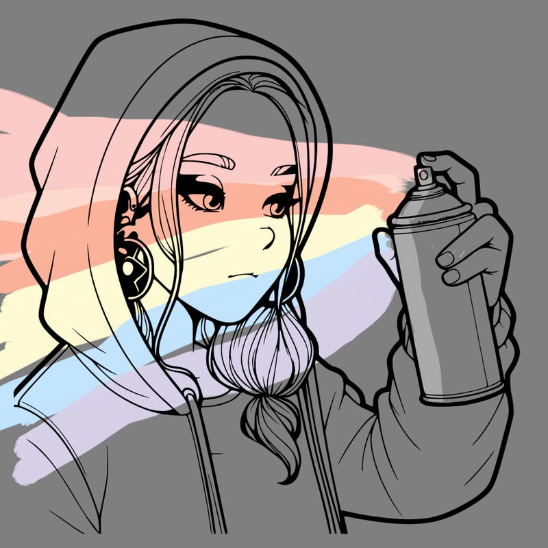 a realistic girl, spray painting