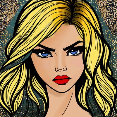 beautiful realistic girl with siren eyes and is intimidating