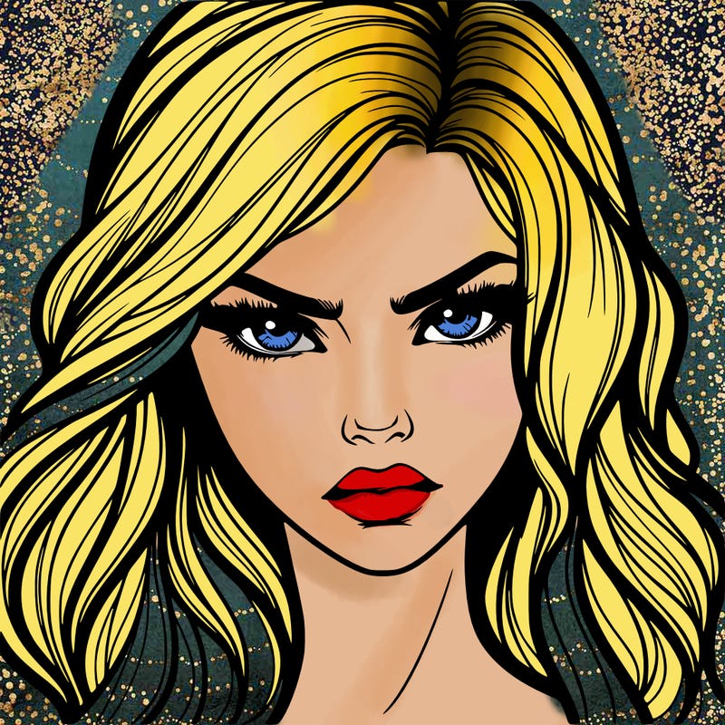 beautiful realistic girl with siren eyes and is intimidating