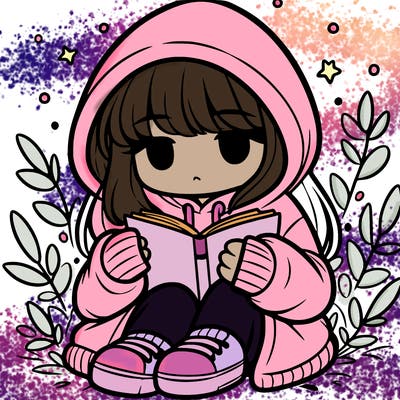 girl in oversized hoodie reading a book