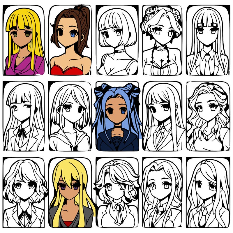 girls that look diffrent anime