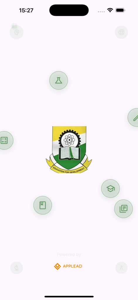 COOU Portal - Splash screen of the official COOU Portal app featuring the university crest and academic icons