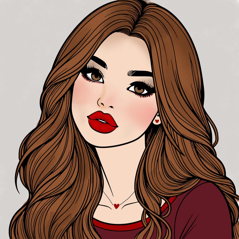 realistic girl with hair on her hair and lips