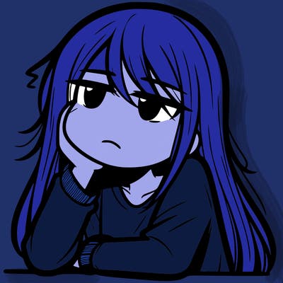 someone with long hair being bored