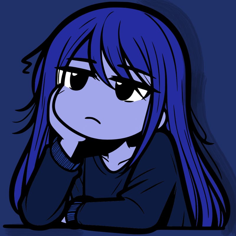 someone with long hair being bored