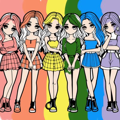 a group of girls realistic