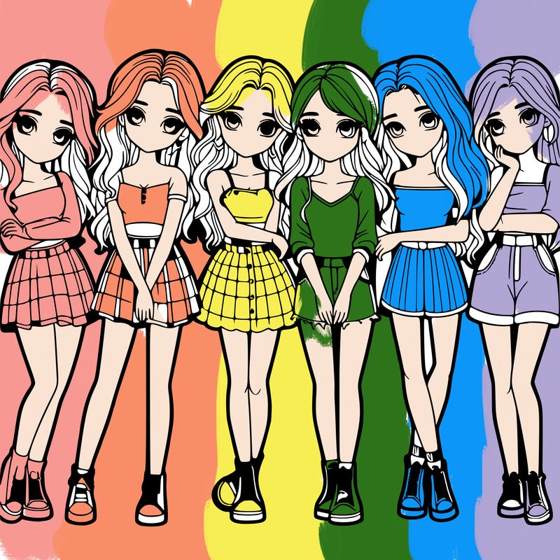 a group of girls realistic