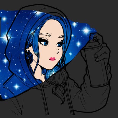 a realistic girl, spray painting