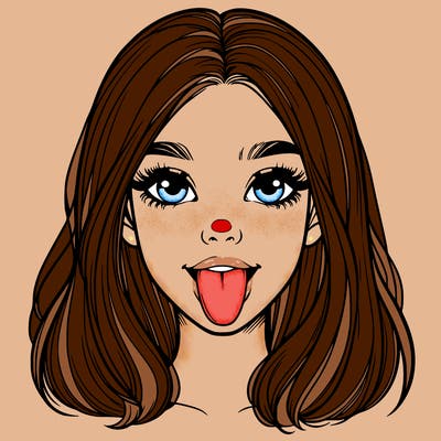 realistic girl with her tongue out
