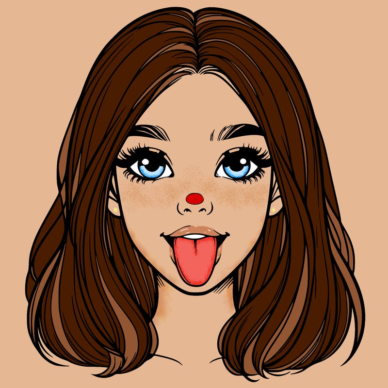 realistic girl with her tongue out