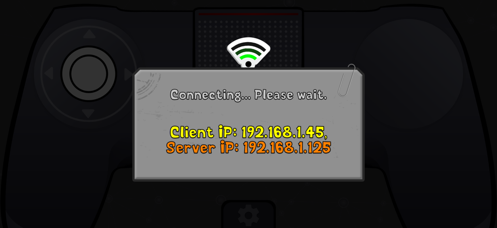 GamePad Link - GamePad Link connection screen showing WiFi status and IP addresses