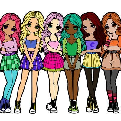 a group of girls realistic