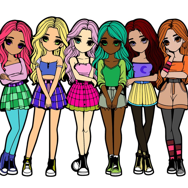 a group of girls realistic