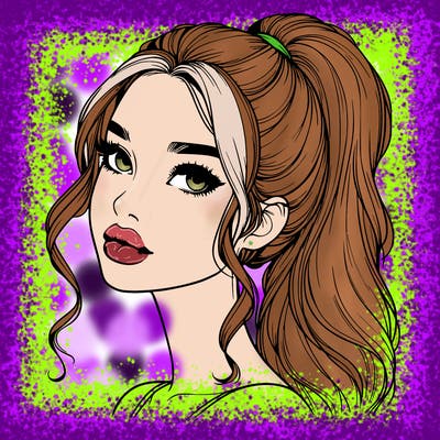 realistic girl with a ponytail on her hair and lips