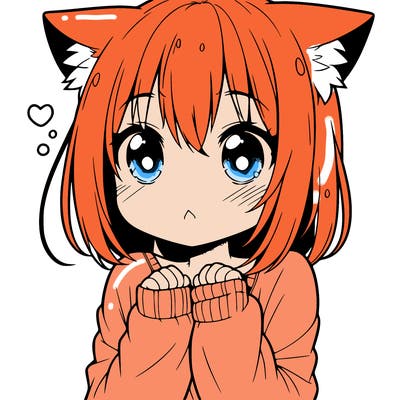 shy anime catgirl