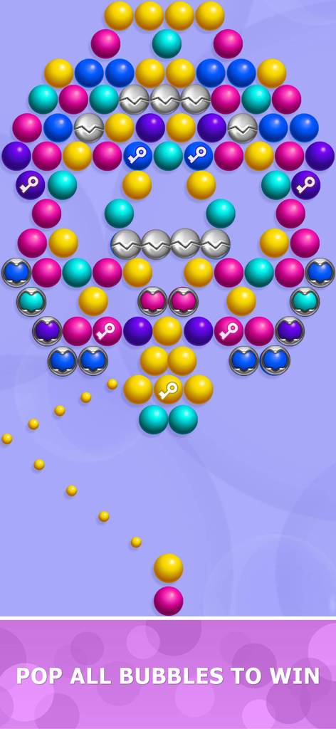 Bubblez Magic Bubble Quest gameplay showing a bubble shooter puzzle with colorful bubbles