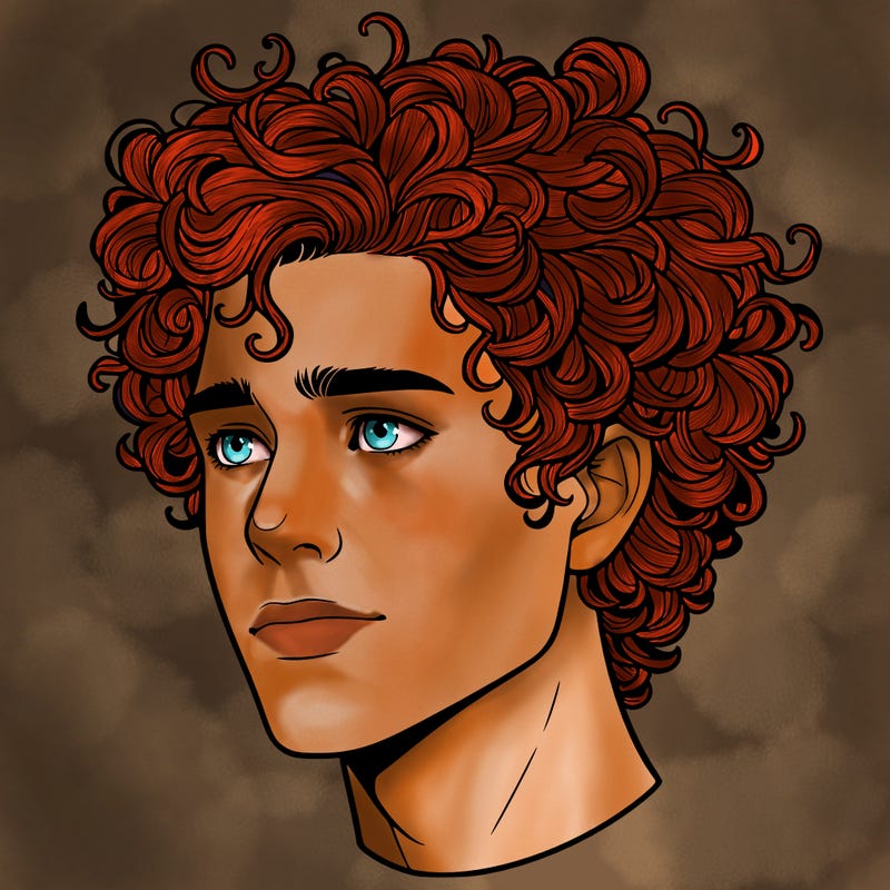 realistic guy with curly hair