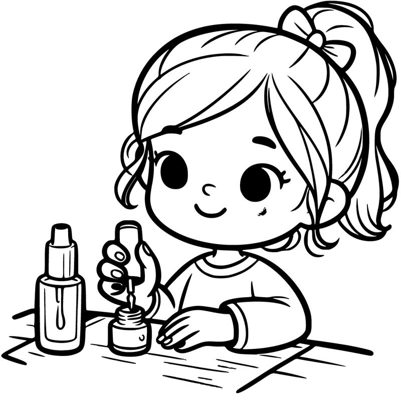a little girl painting nails