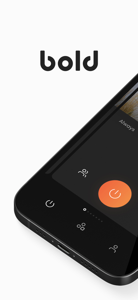 Bold Smart Lock - スマートフォン上のBoldスマートロックアプリインターフェース、大きなオレンジ色のアンロックボタンが表示されています