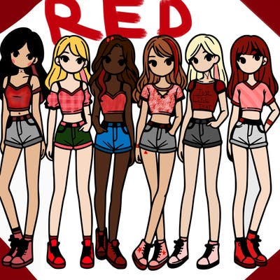 a group of girls wearing crop tops and shorts